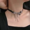 Pure desire wind dark butterfly clavicle necklace female niche punk girl rock leather choker collar wholesale