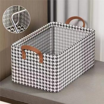 Bedroom Storage Box Clothes Storage Underwear Partition Finishing Storage Non-woven Storage Box Houndstooth Removable
