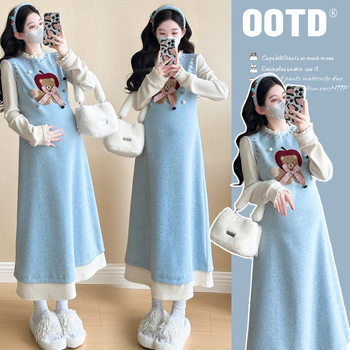 2024 Maternity Dress dress Women's Small Fall/Winter Age Reduction Wear Miu Long Skirt