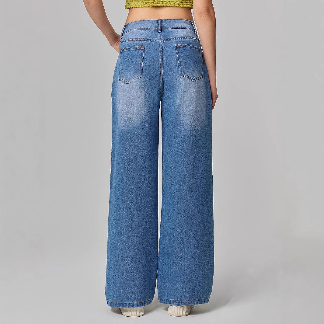 Wide Leg Denim Trousers Casual Style European and American Fashion Comfortable Fit Wholesale Available