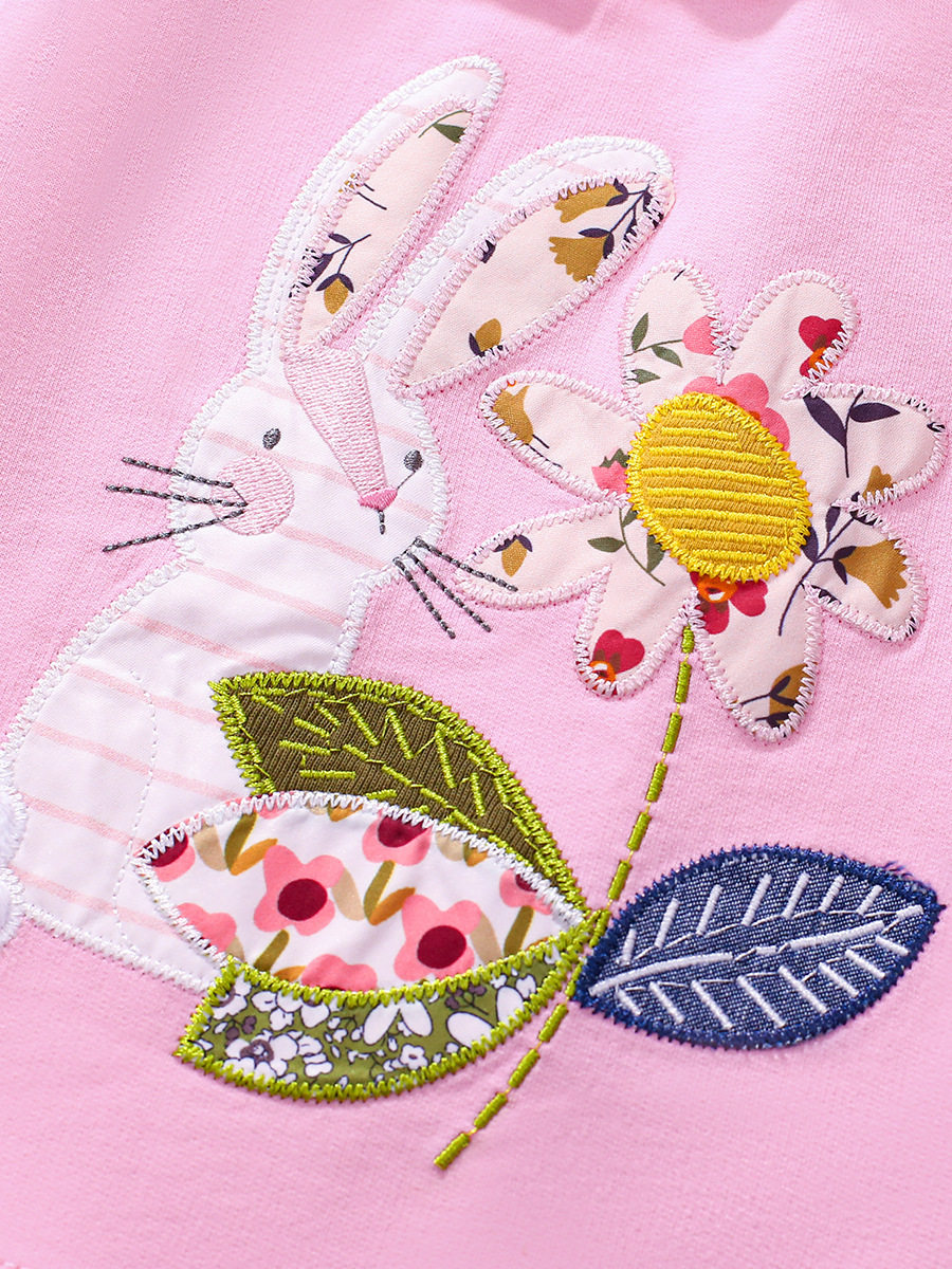 Kids' Summer Short-Sleeve Cartoon Dress, Cute Cotton Girls' Dress