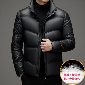 Winter Men's Workwear down Jacket for Middle-Aged and Elderly Men, Stand Collar Thickened Warm Youth Casual Thickened Hooded Jacket