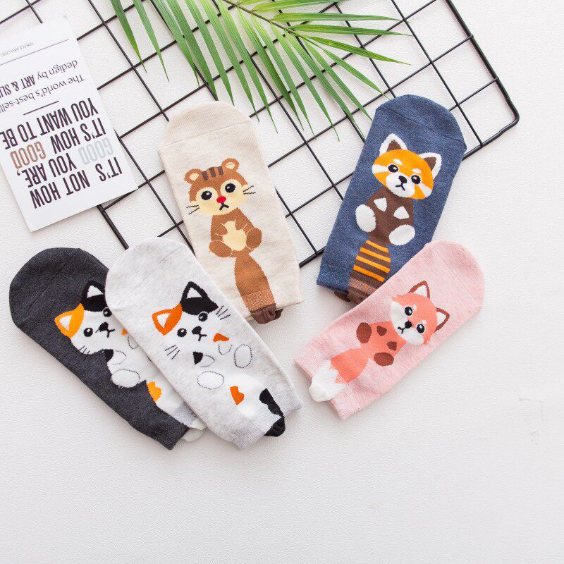 袜子女春秋薄款透气水果袜浅口隐形ins潮可爱日系船袜春夏学生袜