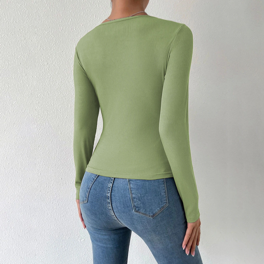 Womens Casual Knit Long Sleeve T Shirt Comfortable Slim Fit Hollow Out Design Versatile Fashion Top for Everyday