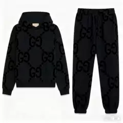 Cross-Border 2055 New European Station Accessible Luxury Autumn and Winter Hooded g Letter Full-Print Sweatshirt Suit for Men and Women