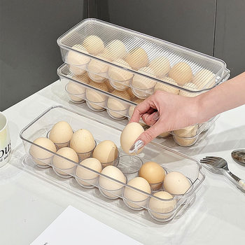 Cross-Border Egg Storage Box New Kitchen Refrigerator Egg Preservation Box with Lid Timed Egg Box Drawer-Type Egg Tray