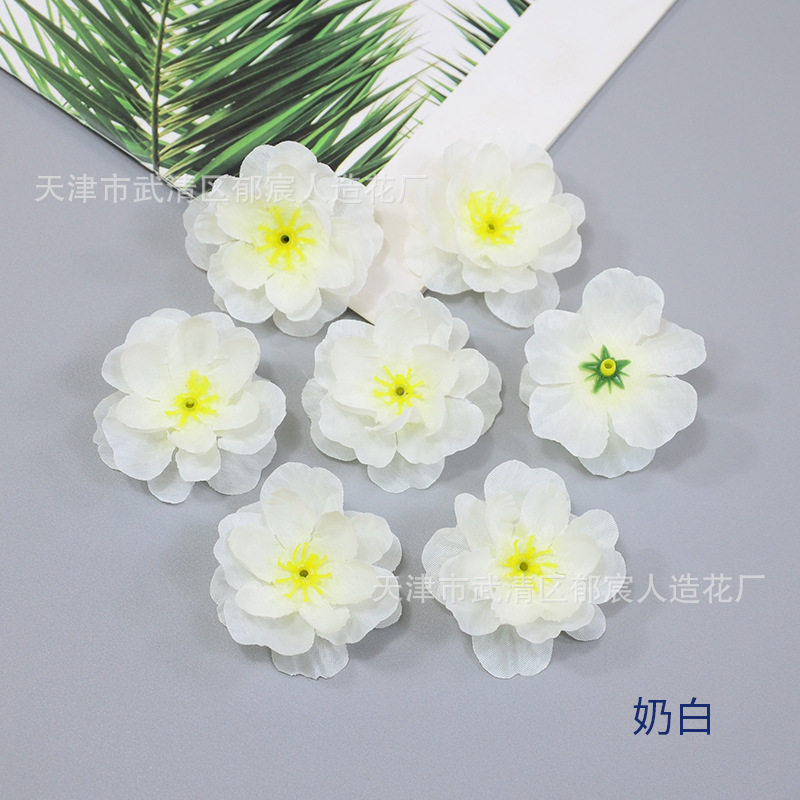 桃花花朵批发婚礼撒花簪花装饰梅花绢布花头舞蹈服道具花蛋糕假花