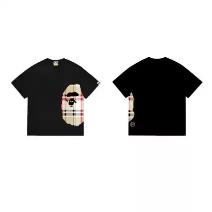 2025 Cross-Border Foreign Trade Wholesale High-Quality Bape Short-Sleeve Monkey Print Casual Street Style Unisex Loose Oversized T-Shirt