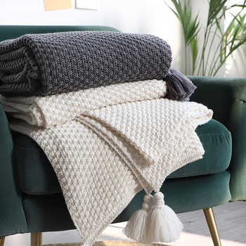 Nordic Retro Large Sling Woven Blanket Homestay Bed Tail Blanket Bed Tail Towel Blanket Bed Flag Cover Blanket Sofa Blanket Nap Blanket