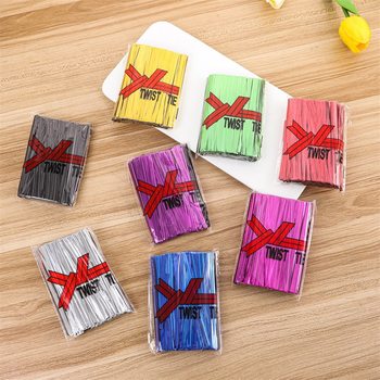 10cm760 pieces factory direct supply color environmental protection pet gold and silver wire tie food dessert Sealing wire tie