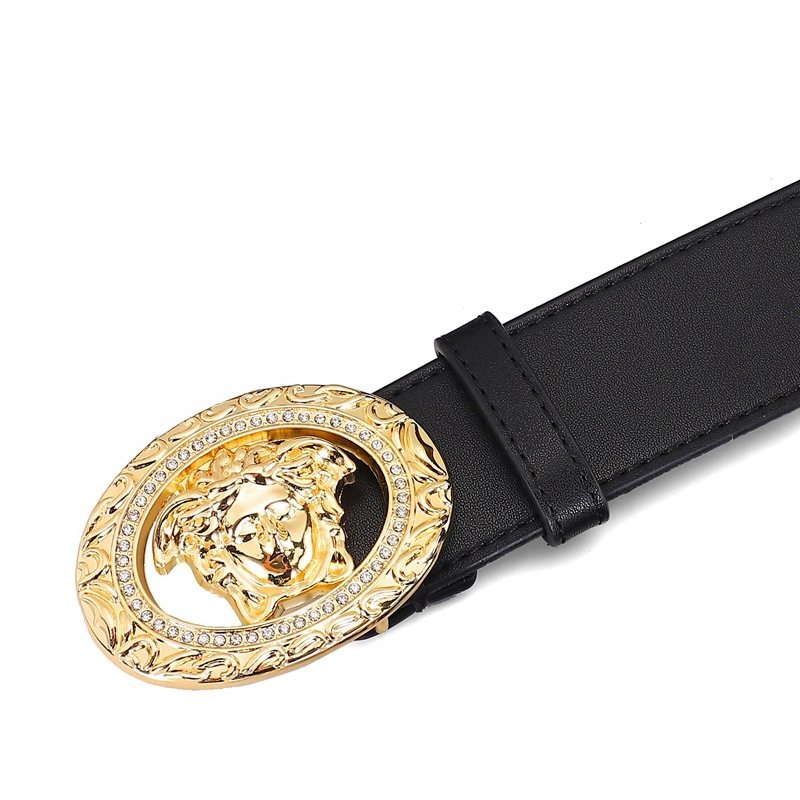 Can send men's belt pure cowhide hairdresser big brand belt luxury Medusa belt trendy leather high-end