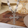 European and American Cross-Border Hot-Selling Imitation Pearl Necklace Creative Sweet Cool Dark Cross Pendant Clavicle Chain Necklace