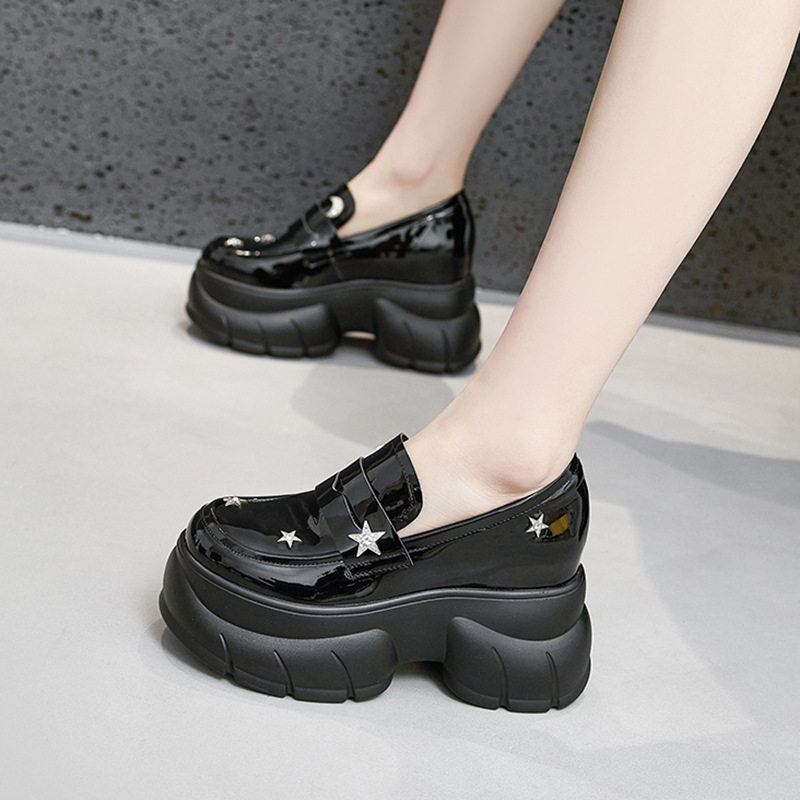 Giày sandal cao gót nữ hở mũi đế platform gót siêu cao 8 cm — Đen, Len nguyên chất