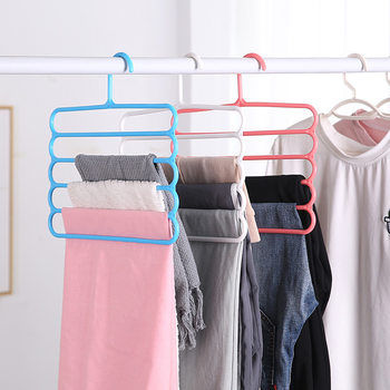 Creative Multi-Functional Thickened Five-Layer Trouser Rack for Drying Clothes Hanger Multi-Layer Space-Saving Anti-Slip Trouser Cabinet Storage Rack
