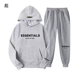 Fear of God Multi-Thread Essentials Letter Print Trendy Brand Suit Couple Sweatshirt Fleece-Lined Two-Piece Set F
