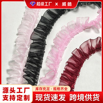 2.5cm Transparent Chiffon Strap Lace Belt Handmade DIY Skirt Dress Pet Accessories Pleated Silk Belt