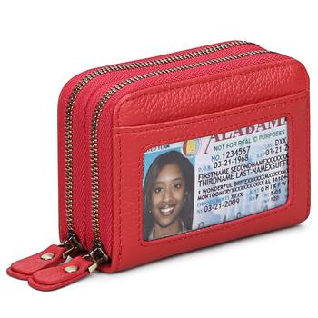 Goiacii Double-Layer Zipper Accordion Card Holder Women's Rfid Anti-Magnetic Genuine Leather Card Holder Large Capacity Document Holder in Stock