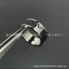 Donkeyjia European and American Titanium Steel Ring Men's Letter Printing Couple Ring Non-Fading Presbyopic Leather Ring Cross-Border Direct Sales