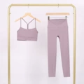 Dark smoked purple y-back tank top and cropped pants set