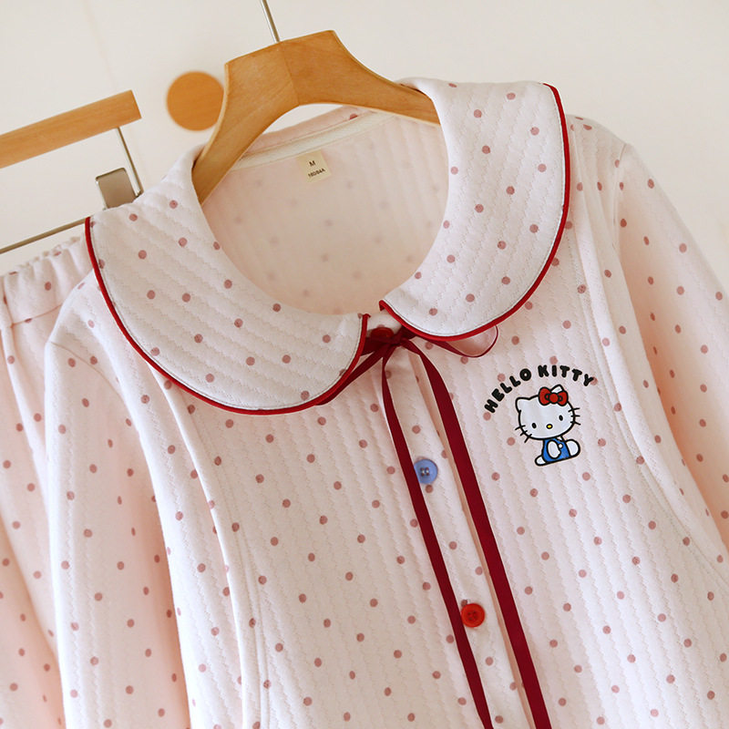 Air cotton KT monthly clothing cardigan long sleeve nursing pregnant women postpartum nursing home clothing autumn and winter thickened late pregnancy set