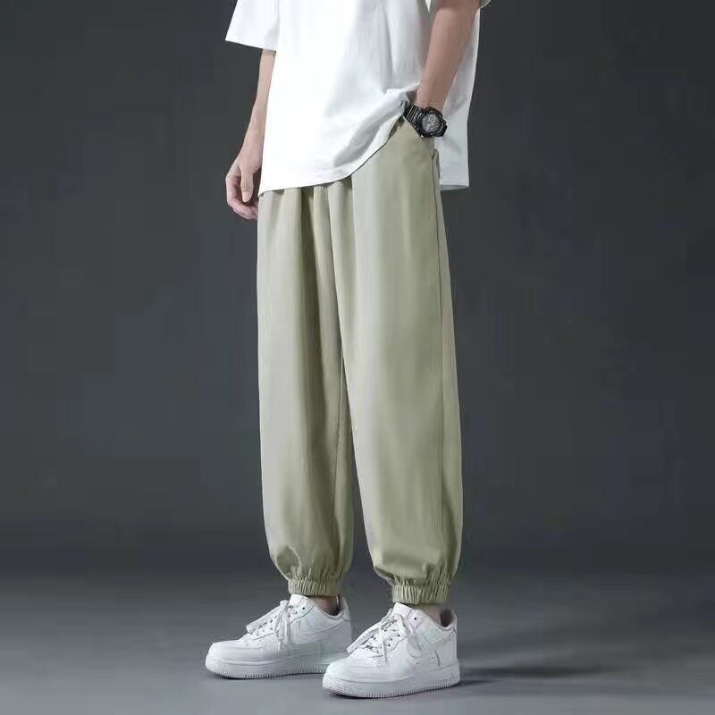 冰丝直筒裤子男士夏季薄款速干男裤潮牌夏天垂感阔腿运动休闲长裤