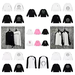 Cross-Border Foreign Trade Luo Xidu Home Version New Cross Horseshoe Sanskrit Printed Long-Sleeved Tops for Men and Women Couples