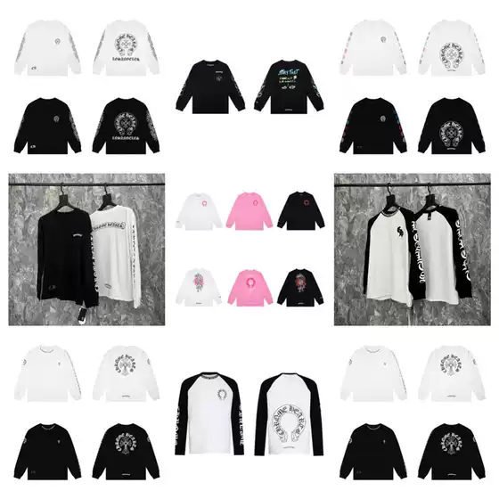 Cross-Border Foreign Trade Luo Xidu Home Version New Cross Horseshoe Sanskrit Printed Long-Sleeved Tops for Men and Women Couples