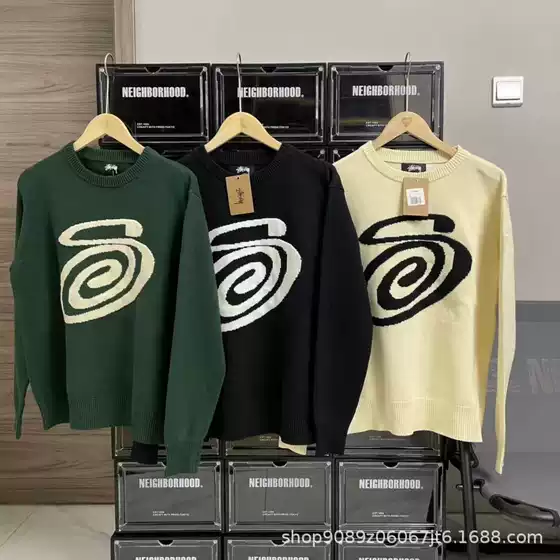 2023 Cross-border European and American Foreign Trade in stock New SC Letter Series Mosquito-repellent Incense Jacquard Logo Solid Color Crewneck Sweater