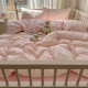 Class a French Style Small Fresh Wrinkled Gauze Lace Lace Washed Cotton Bed Three or Four Piece Set Dormitory Fitted Sheet Three Piece Set