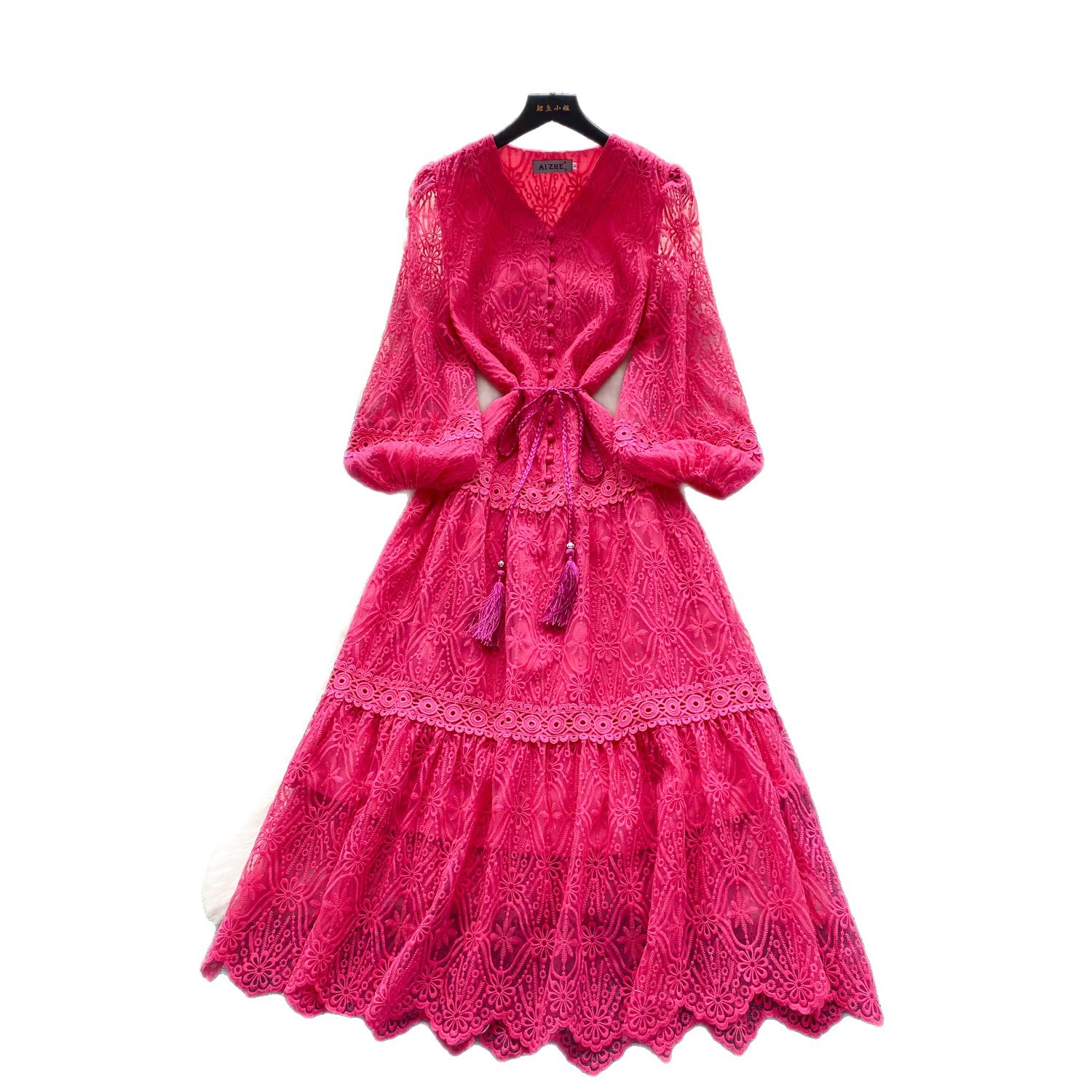 Elegant Womens A Line Dress with Lantern Sleeves and Embroidery in Multiple Colors for Formal Occasions Wholesale