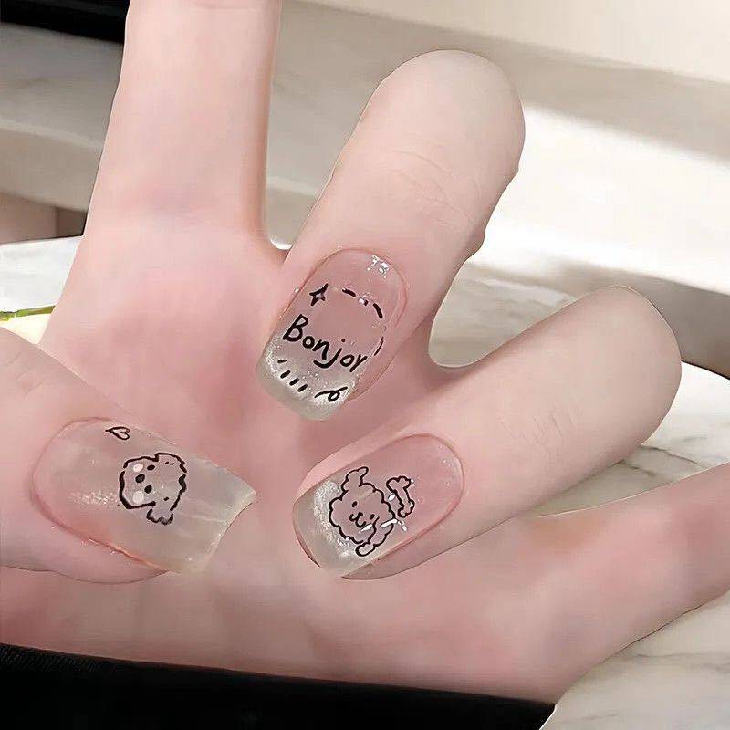 Manicure Wearable Nails Short Cartoon Cute Puppy Student Wearable Manicure Whitening Temperament Removable Finger Nail Stickers