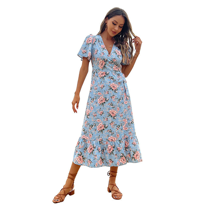 Elegant Summer Beach Dress for Women European Style Lace Up Design Lightweight Fabric Perfect for Vacations
