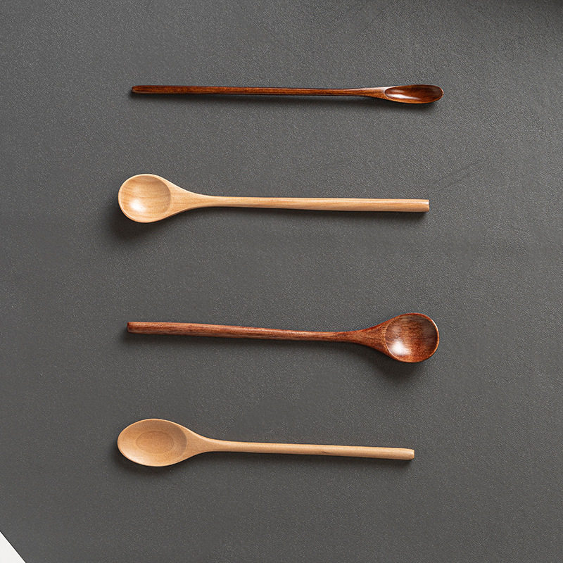 Long handle creative wooden milk tea spoon manufacturers supply mixing long wooden spoon Japanese coffee spoon honey wooden spoon
