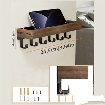 Wooden Key Rack Storage Rack Kitchen Bedroom Multifunctional Storage Rack Simple Storage Rack Display Rack Wall Hanging