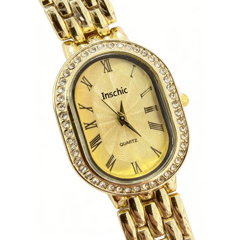 Cross-Border Popular Women's Watch Fashion Luxury Watch Diamond Oval Roman Dial Quartz Watch Women's Watch