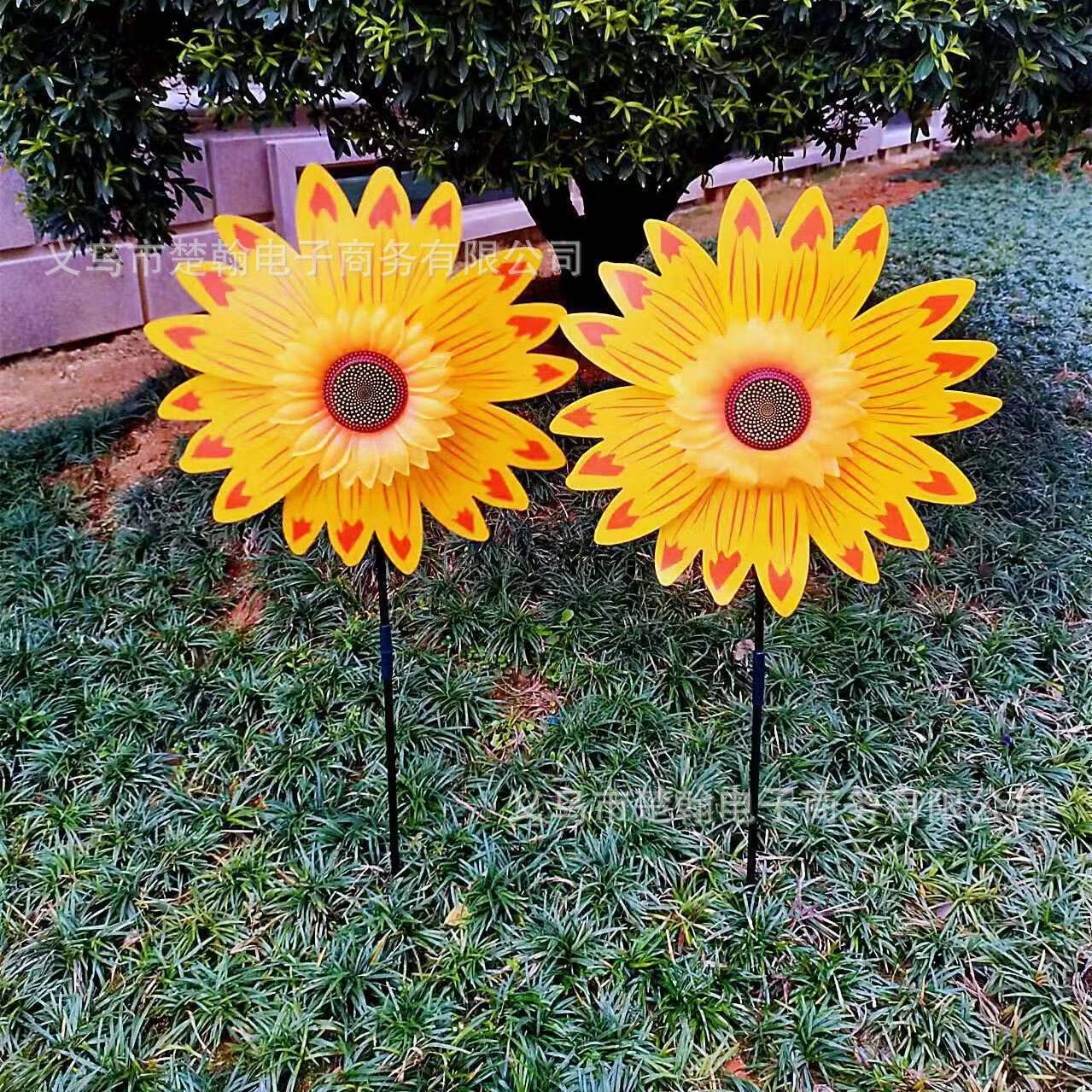 跨境批发户外景区庭院装饰风车运动会活动礼品七彩向日葵大风车