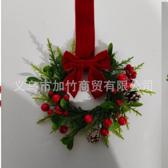 Cross-Border Bow Ribbon Closet Hanging Ring Home Decoration Christmas Wreath Door Hanging Manufacturer Sales Christmas