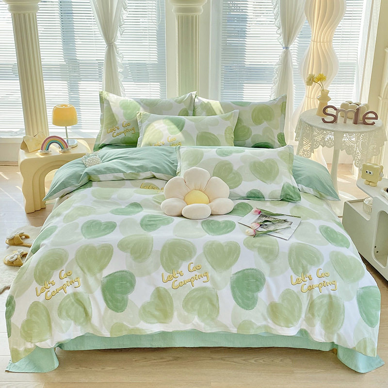 New Cotton Four-piece Set Student Dormitory Bed Sheet Three-piece Set Skin-friendly Pure Cotton Bed Cover Set Bedding