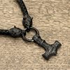 Cross-border North America Viking Leather Necklace Raytheon Hammer Celtic Wolf Head Necklace Men's Jewelry Manufacturers Cross-border Wholesale