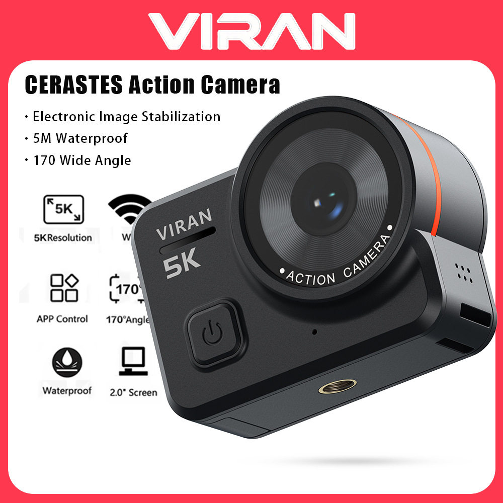 VIRAN Custom Model 5K Action Camera with Image Stabilization - Outdoor Diving Action Camera/Cycling DVR
