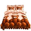 Class a Thickeneded Milk Velvet Four-Piece Autumn and Winter Cartoon Bed Skirt Quilt Cover Double-Sided Coral Velvet Bed Three-Piece Quilt Cover