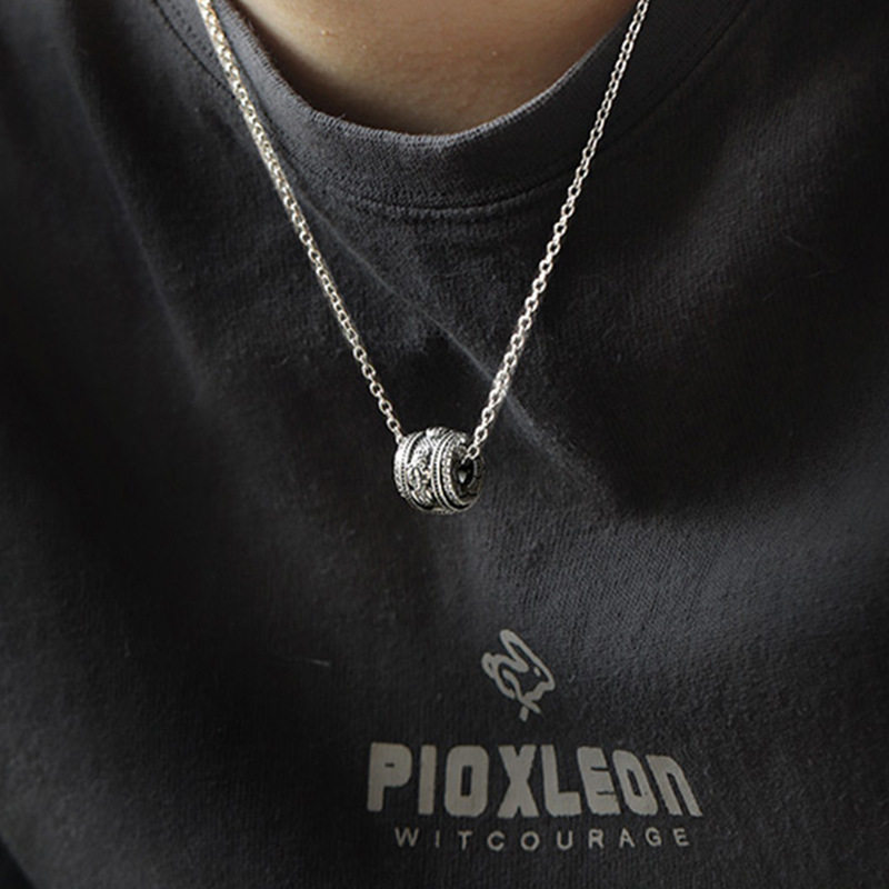 New Style Pixiu Necklace Men's Pendant Fashionable Personalized Retro Collar Chain Rotatable Beads Old Rope Pendant Accessories