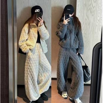 J7H Maternity Wear to Cover the Flesh and Wear a Cotton Coat Two-Piece Set to Cover the Belly, Winter Warm Cotton Coat Suit with Hooded Quilted Outer