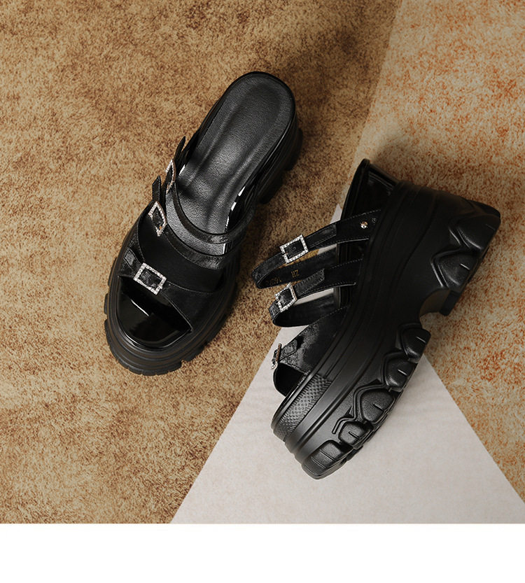 Sandal cao gót nữ mũi hở đế dày 12 cm, phong cách platform — Trắng Bạc, Đen, Mơ Sẫm chi tiết 16