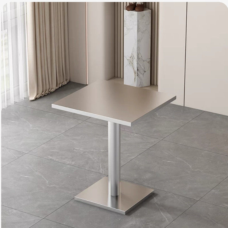 奶茶店不锈钢小圆桌咖啡厅休息区接待洽谈亚克力桌椅售楼处茶几商