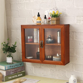 Solid Wood Vintage Desktop Wall Wall Cup Shelf Bedroom Bathroom Storage Rack Multi-layer Storage Rack Cabinet Partition