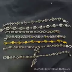 Ch Crowe Bracelet S925 Standard Anchor Sword Cross Flower Men's and Women's Hand Jewelry European and American Retro Couple Thick Bracelet