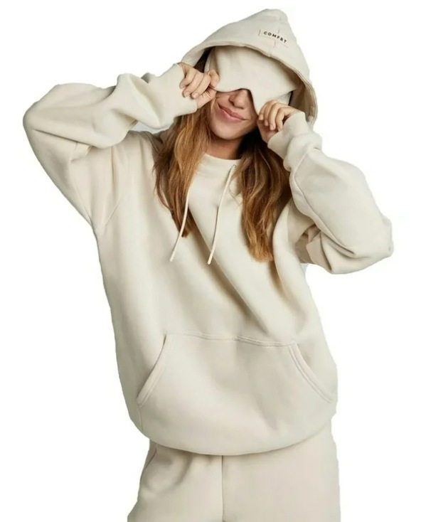 Hooded Sweatshirt Set Solid Color Long Sleeve Comfortable Fabric Fall Winter Style Wholesale Available