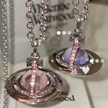 Xijia Saturn High Version Large and Medium Orb Saturn Full Series Necklace Women's 10mm Beads Logo Buckle Clavicle Chain