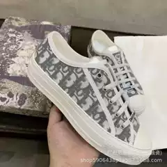 New D Brand Embroidered Thick-Soled Height-Increasing Canvas Shoes Trendy Monogram Letter Lace-Up Versatile Fashion Sneakers for Women